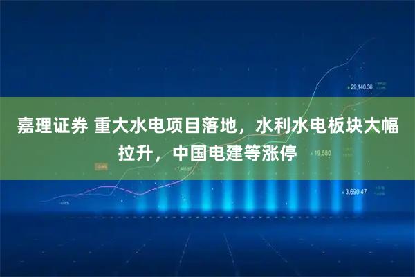 嘉理证券 重大水电项目落地，水利水电板块大幅拉升，中国电建等涨停