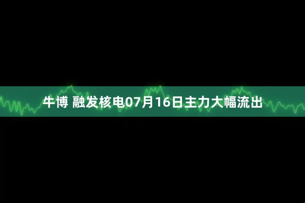 牛博 融发核电07月16日主力大幅流出